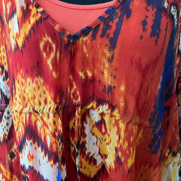 DASH by Kardashian bohemian orange blue yellow 2 piece kaftan dress size medium - Picture 15 of 16